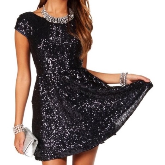 🆕 {Windsor} Black Sequin Party Mini Dress • Size 3 - Picture 8 of 9
